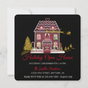 Cartes Pour Fêtes Annuelles Maison de pain d'épice et de Noël d'or