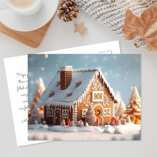 Cartes Pour Fêtes Annuelles Maison de pain d'épices 3D en hiver   Noël
