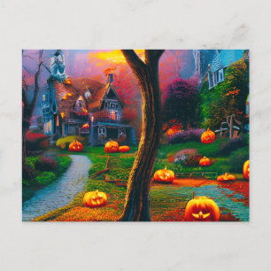 Cartes Pour Fêtes Annuelles Maison déplaisante avec lanternes Jack-O' Hallowee