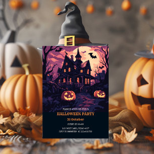 Cartes Pour Fêtes Annuelles Maison éffrayante d'Halloween à la fête de nuit