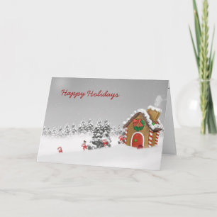 Cartes Pour Fêtes Annuelles Maison en pain d'épice en neige