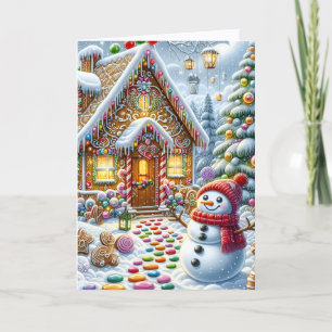 Cartes Pour Fêtes Annuelles Maison en pain d'épice mignonne avec Noël bonhomme