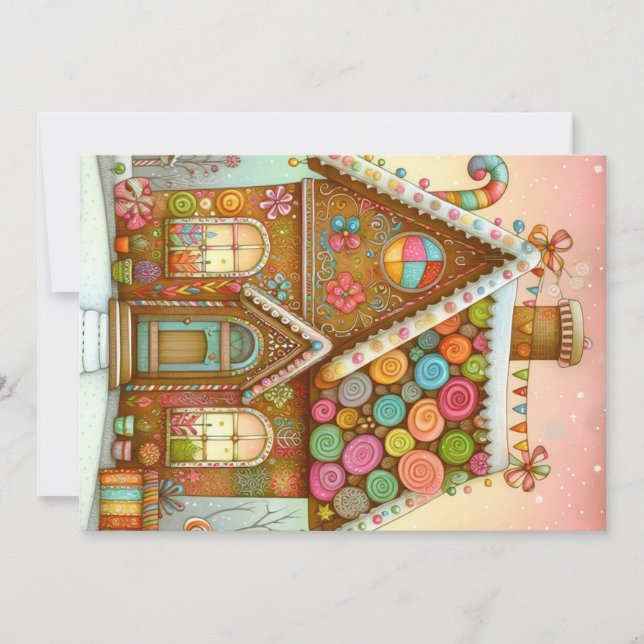 Cartes Pour Fêtes Annuelles Maison en pain d'épice mignonne et fantaisiste (Devant)