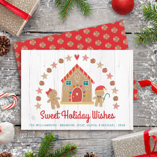 Cartes Pour Fêtes Annuelles Maison en pain d'épices mignonne Vœux doux Bois ru