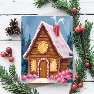 Cartes Pour Fêtes Annuelles Maison en pain d'épices rose Noël