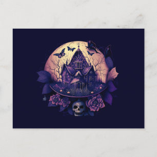Cartes Pour Fêtes Annuelles Maison gothique pourpre foncé