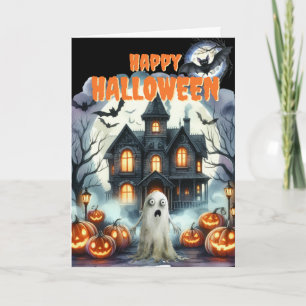 Cartes Pour Fêtes Annuelles Maison hantée de fantôme mignon Halloween