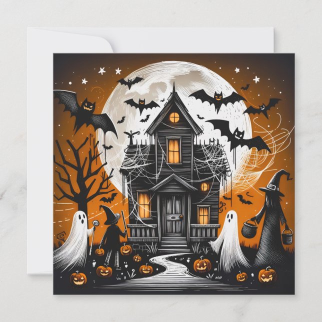 Cartes Pour Fêtes Annuelles Maison hantée Halloween (Devant)