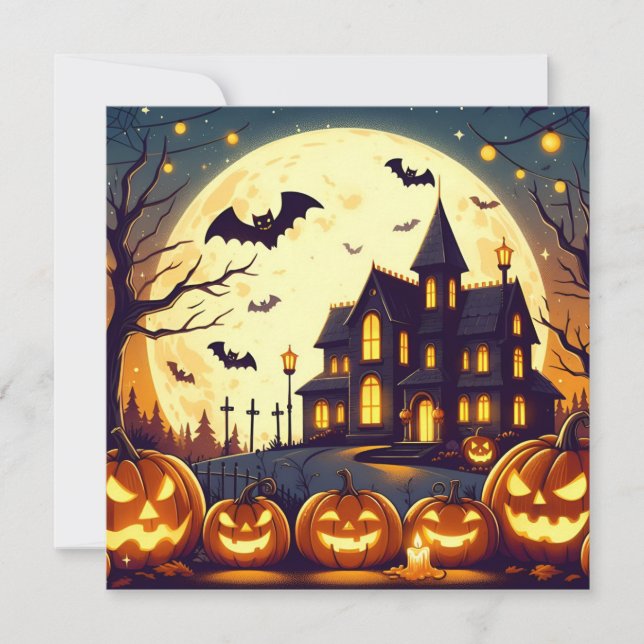 Cartes Pour Fêtes Annuelles Maison hantée Halloween (Devant)