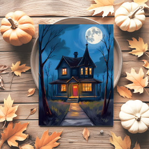 Cartes Pour Fêtes Annuelles Maison hantée Halloween Peinte à la main