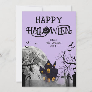 Cartes Pour Fêtes Annuelles Maison hantée lavande moderne Joyeux Halloween
