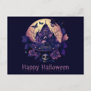 Cartes Pour Fêtes Annuelles Maison Hantée Violet Gothique Sombre Joyeux Hallow