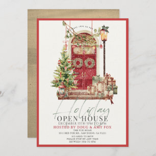 Cartes Pour Fêtes Annuelles Maison ouverte de Noël de la Porte Rouge