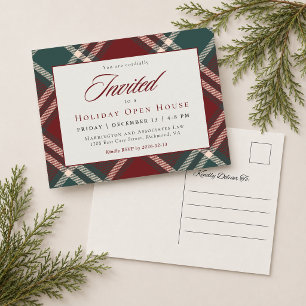 Cartes Pour Fêtes Annuelles Maison ouverte des Fêtes classique à carreaux tart