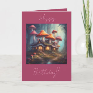 Cartes Pour Fêtes Annuelles Maisons Champignons Magiques Joyeux Anniversaire
