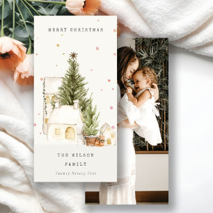 Cartes Pour Fêtes Annuelles Maisons de Neige Blanche Photo voeux Noël