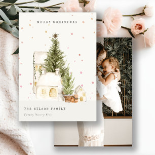 Cartes Pour Fêtes Annuelles Maisons de Neige Blanche Photo voeux Noël