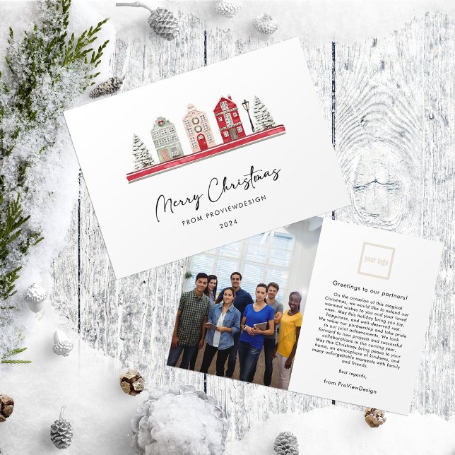 Cartes Pour Fêtes Annuelles Maisons de Noël Couleurs Photo Business (Créateur téléchargé)