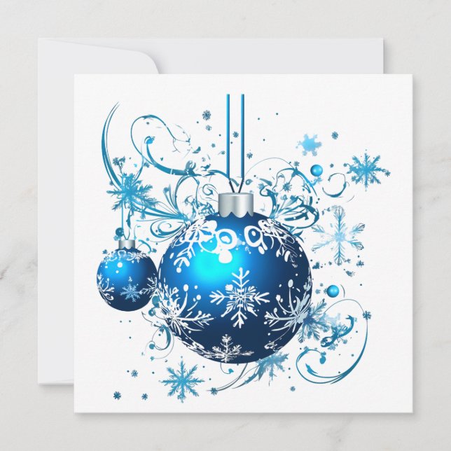 Cartes Pour Fêtes Annuelles MAKOM1000- Blue Christmas - Blue Christmas Ornamen (Devant)