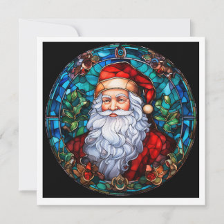 Cartes Pour Fêtes Annuelles MAKOM1000- Stained Glass Santa