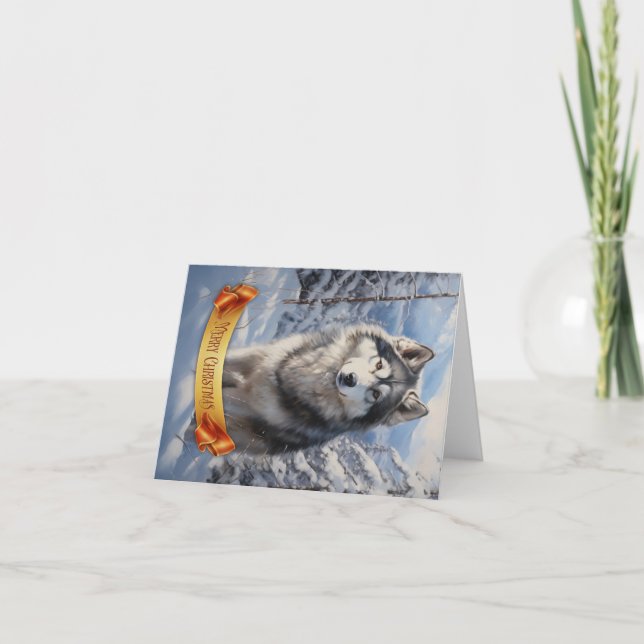 Cartes Pour Fêtes Annuelles Malamute d'Alaska (Devant)