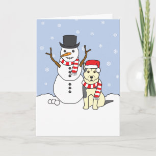 Cartes Pour Fêtes Annuelles Malamute d'Alaska et bonhomme de neige