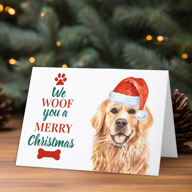 Cartes Pour Fêtes Annuelles Malheur à vous joyeux Noël mignon chien Golden Ret (Créateur téléchargé)