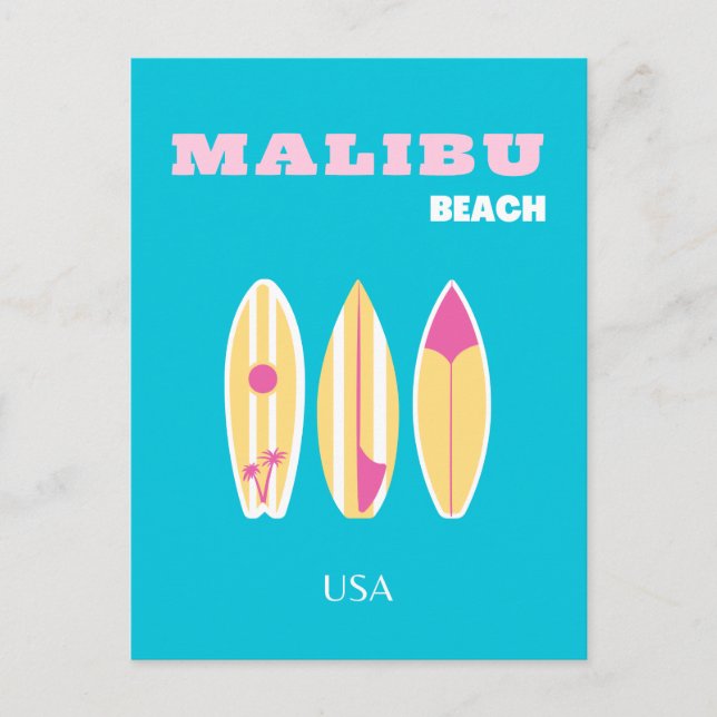 Cartes Pour Fêtes Annuelles Malibu, Plage de Malibu, Tropical, Preppy, Art de  (Devant)