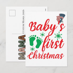 Cartes Pour Fêtes Annuelles Mama personnalisé 2026 Empreinte de pieds de bébé