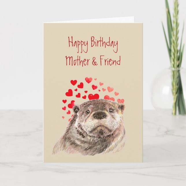 Cartes Pour Fêtes Annuelles Maman Anniversaire Amour Coeur mignon Otter Animal (Devant)