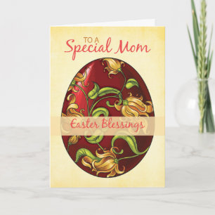 Cartes Pour Fêtes Annuelles Maman, bénédictions de Pâques, oeuf avec des lis