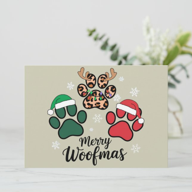 Cartes Pour Fêtes Annuelles Maman Chien Noël Joyeux Woofmas Amoureux des Chien (Debout devant)