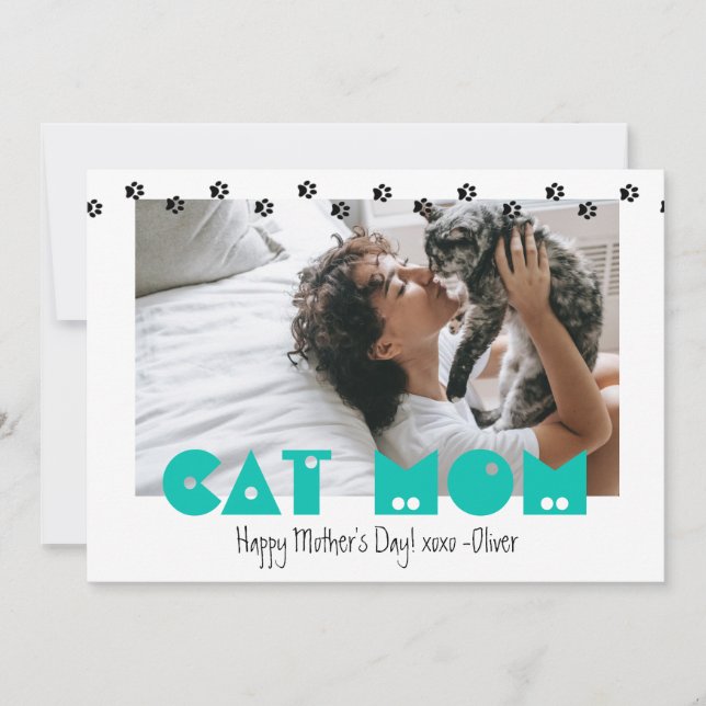 Cartes Pour Fêtes Annuelles Maman de chat | Empreintes de pattes | Fête des mè (Devant)