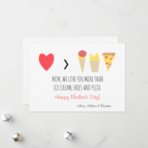 Cartes Pour Fêtes Annuelles Maman drôle Je t'aime plus Cœur rouge Fête des Mèr