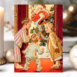 Cartes Pour Fêtes Annuelles Maman embrasser le Père Noël Vintage Scène de Noël<br><div class="desc">Carte postale Fête de Noël Vintage de Mommy Kissing Père Noël. Ce design présente des enfants qui tombent sur maman embrassant Père Noël. Quelle belle scène de vacances rétro.</div>