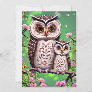 Cartes Pour Fêtes Annuelles Maman et Baby Owl