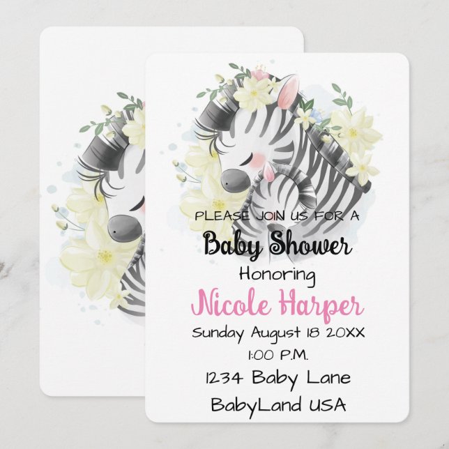 Cartes Pour Fêtes Annuelles Maman et bébé Zebra (Devant / Derrière)