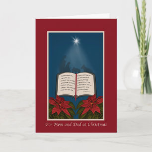 Cartes Pour Fêtes Annuelles Maman et papa, message ouvert de Noël de bible