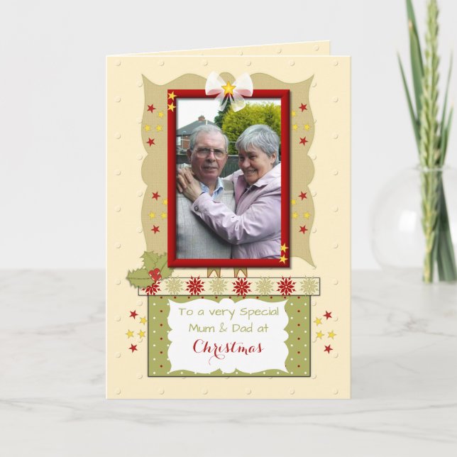Cartes Pour Fêtes Annuelles Maman et papa spécial à Noël photo saluant (Devant)