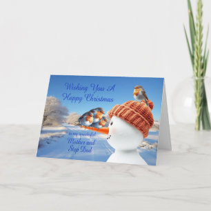 Cartes Pour Fêtes Annuelles Maman et pas papa Robins et Snowman Noël