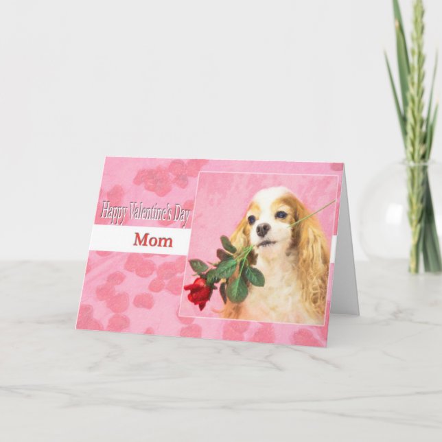 Cartes Pour Fêtes Annuelles Maman Heureuse Sainte-Valentin Avec Chien Et Rose (Devant)