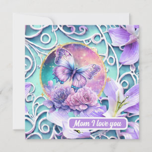Cartes Pour Fêtes Annuelles Maman je t'aime Fantaisie Papillon Violet Univers