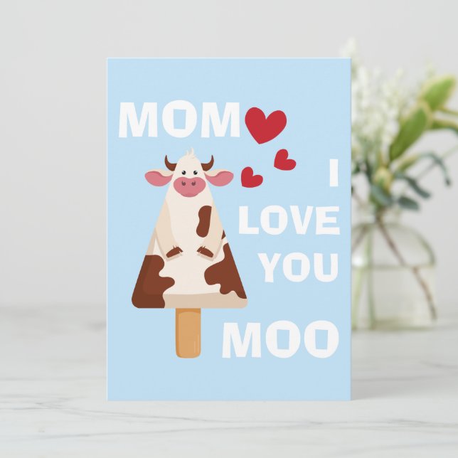Cartes Pour Fêtes Annuelles Maman je t'aime Meuh Fête des Mères Anniversaire M (Debout devant)