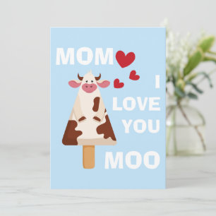 Cartes Pour Fêtes Annuelles Maman Je t'aime Moo Fête des mères Fête de la mère