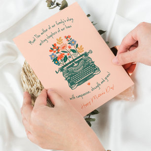 Cartes Pour Fêtes Annuelles Maman Machine à Écrire Vintage Florales Bonne Fête