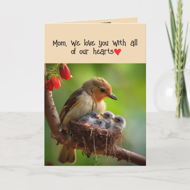 Cartes Pour Fêtes Annuelles Maman Mère Joyeuse Fête des Mères Lovebirds Oiseau (Devant)