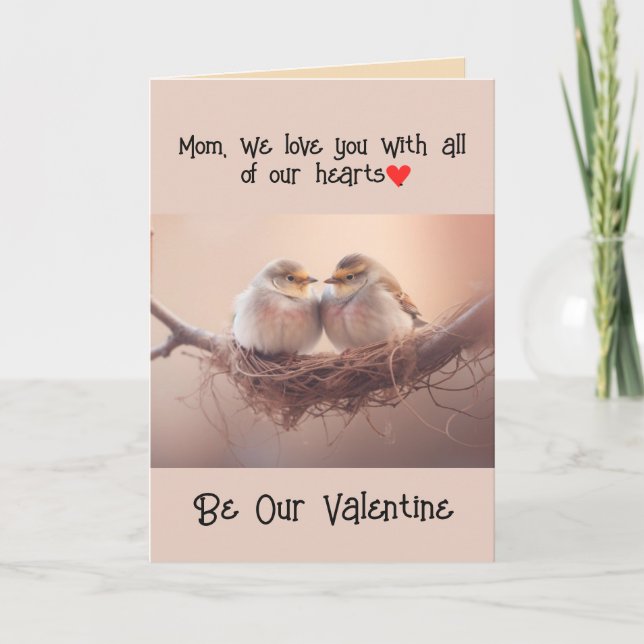 Cartes Pour Fêtes Annuelles Maman Mère Saint Valentin Lovebirds Oiseaux Art (Devant)
