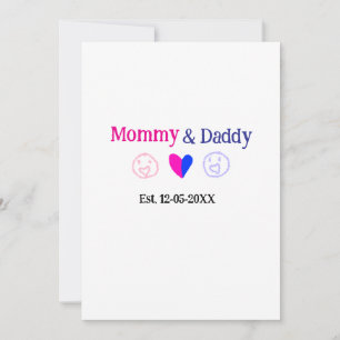 Cartes Pour Fêtes Annuelles Maman & Papa nouveaux parents ajouter nom date coe