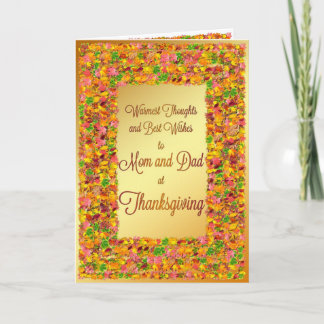 Cartes Pour Fêtes Annuelles Maman & Papa, Thanksgiving, feuilles de chute