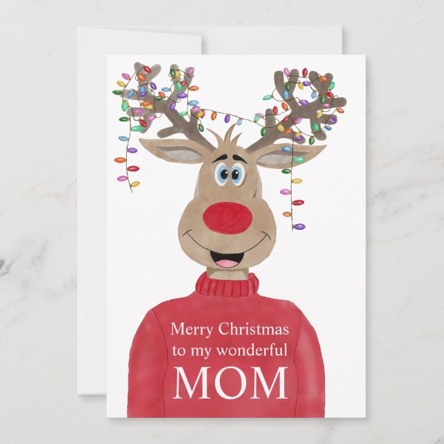 Cartes Pour Fêtes Annuelles Maman Reindeer Noël personnalisable (Devant)